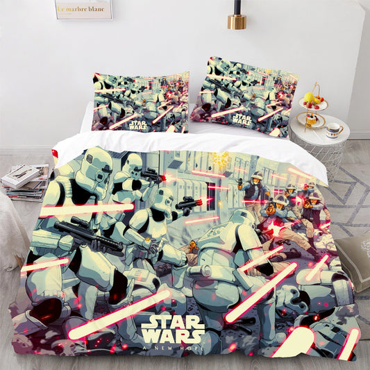 SW Bedding Set SW Stormtrooper Fight Scene Duvet Covers White Unique Gift