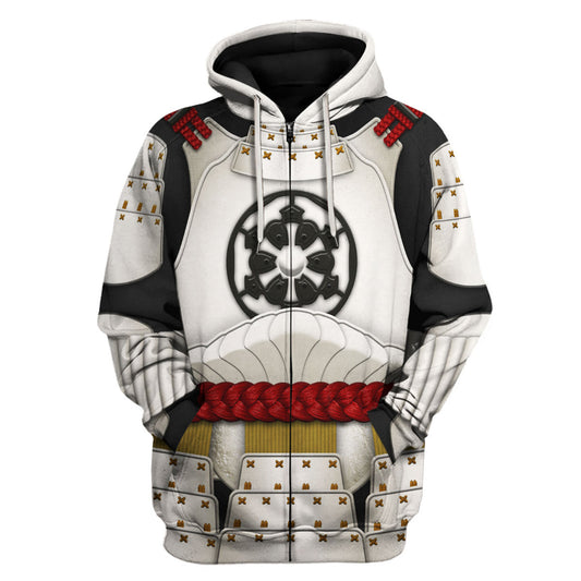 SW Zip Hoodie Trooper Samurai Costume Zip Hoodie Black White Unisex