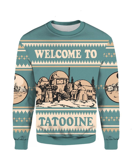 SW Sweatshirt Welcome To Tatoonie Sweatshirt Blue White Unisex