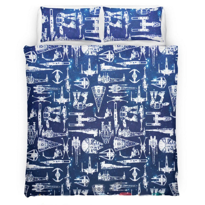 SW Bedding Set SW Space Ships Sketch Blueprints Duvet Covers Blue Unique Gift
