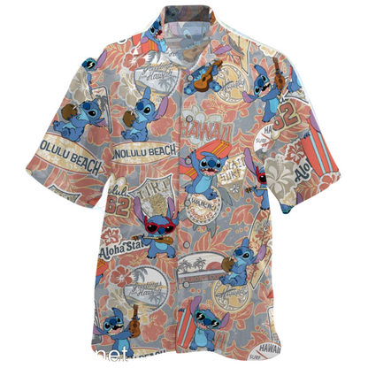 Stitch Hawaii Shirt Onnolulu Beach Stitch Pattern Aloha Shirt Colorful Unisex Adults New Release