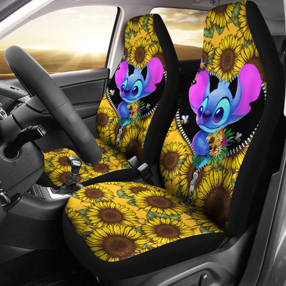 Stitch Car Seat Covers Stitch Sunflower Zipper Seat Covers