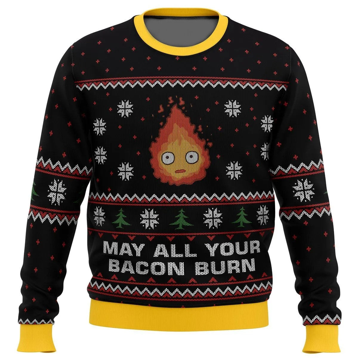 SGhibli Sweatshirt May All Your Bacon Burn Calcifer Sweatshirt Black Unisex