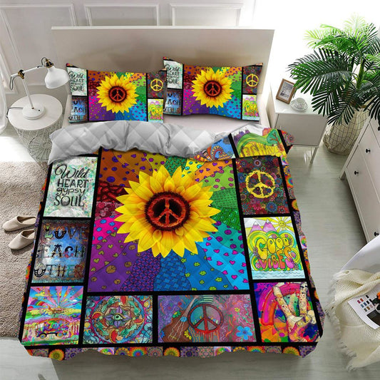 Hippie Bedding Set Sunflower Wild Heart Gypsy Soul Duvet Covers Colorful Unique Gift