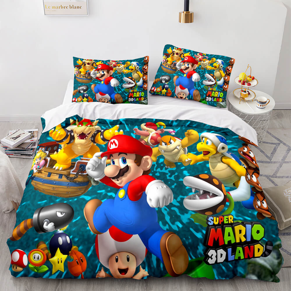 Mario Bedding Set Super Mario 3d Land Characters Duvet Covers Colorful Unique Gift