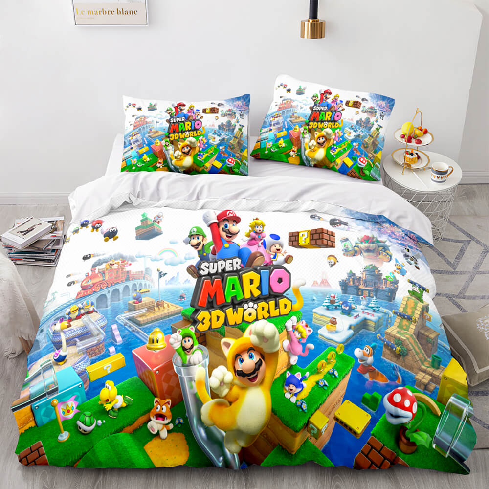 Mario Bedding Set Super Mario 3d World Graphic Duvet Covers Colorful Unique Gift