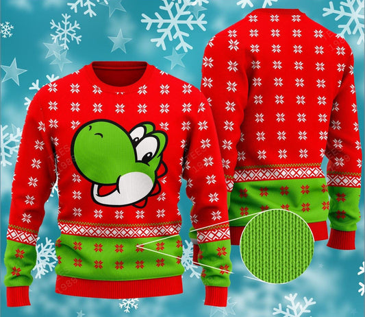 Mario Sweatshirt Super Mario Yoshi Dinosaur Sweatshirt Red Green Unisex Adults New Release