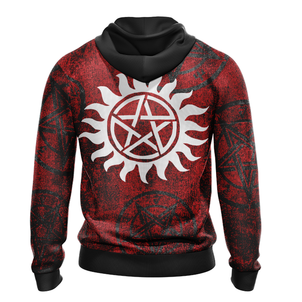 Supernatural Hoodie Supernatura Logo With Wings Hoodie Red Unisex