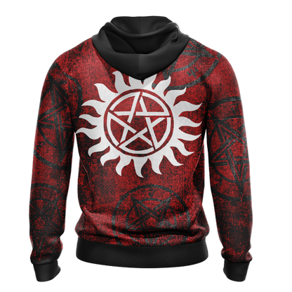 Supernatural Hoodie Supernatura Logo With Wings Hoodie Red Unisex