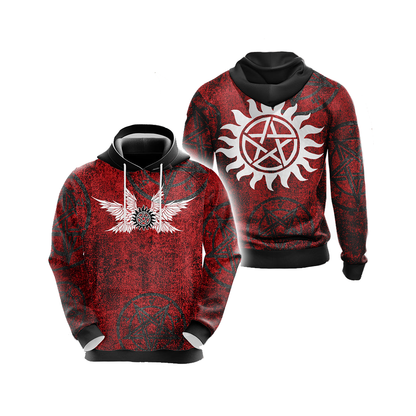 Supernatural Hoodie Supernatura Logo With Wings Hoodie Red Unisex