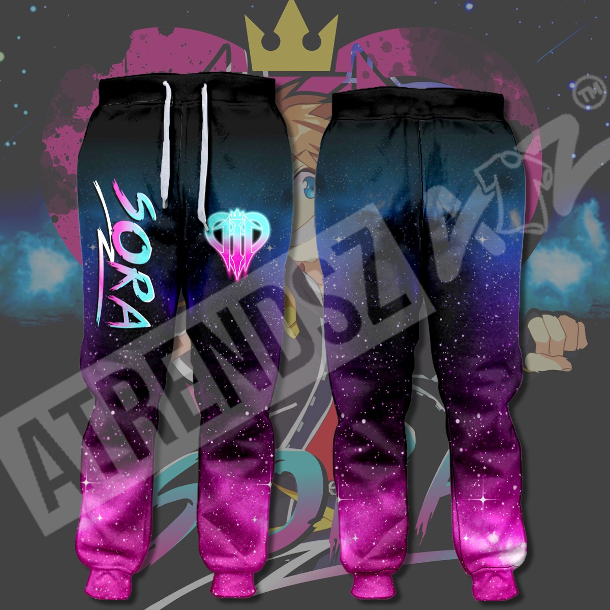  Kingdom Hearts Pants Sora Kingdom Hearts 3 Logo Purple Blue Jogger