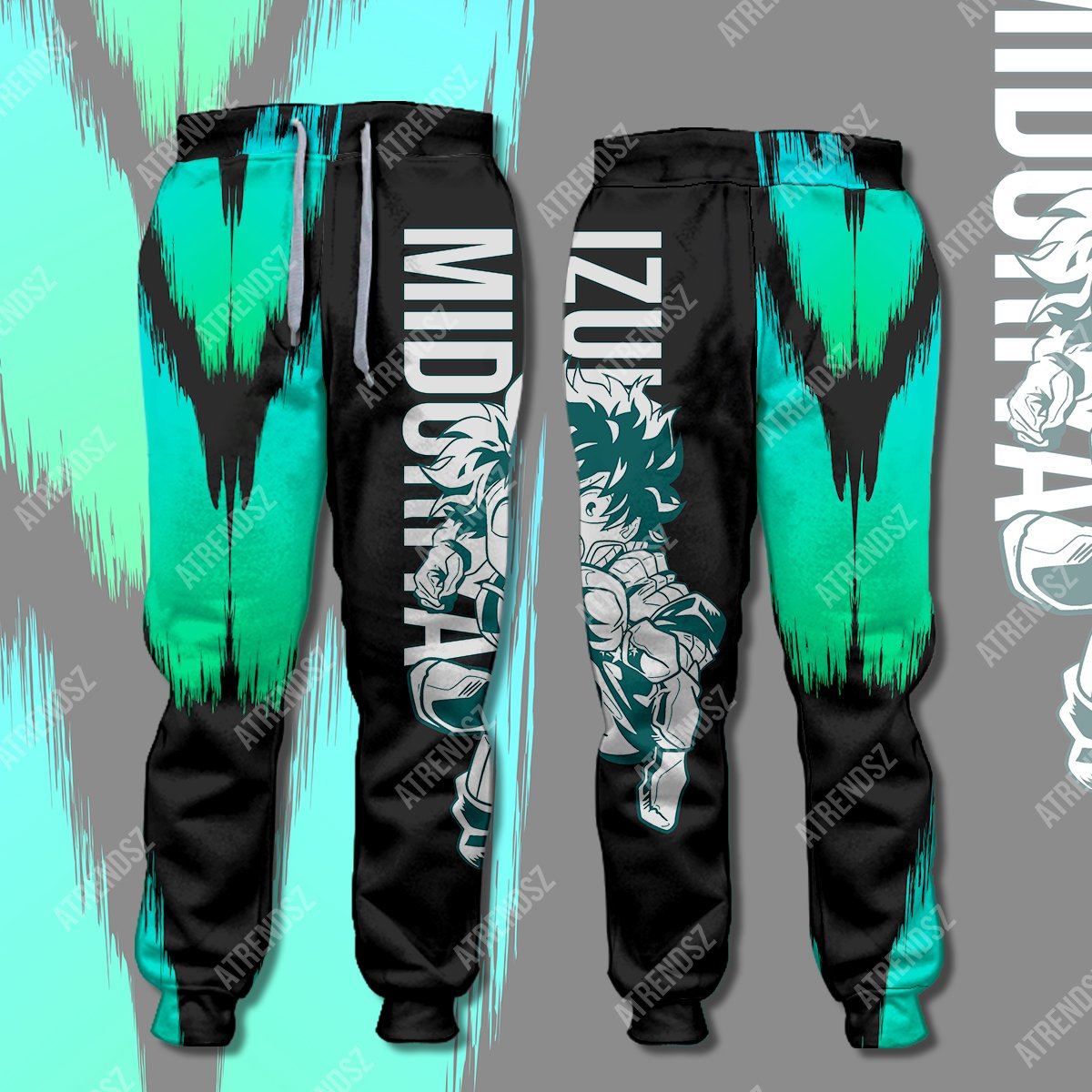  My Hero Academia Pants Midoriya Izuku Black Green Jogger