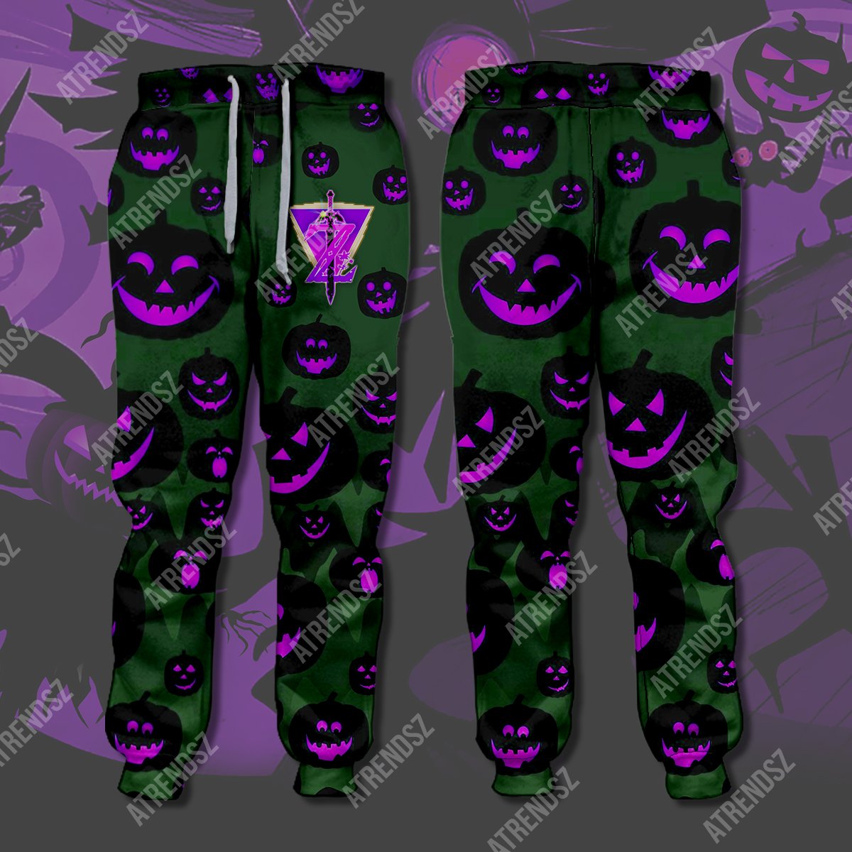 Unifinz Legend Of Zelda Halloween Pants Purple Pumpkin Z Logo Jogger Legend Of Zelda Jogger 2022