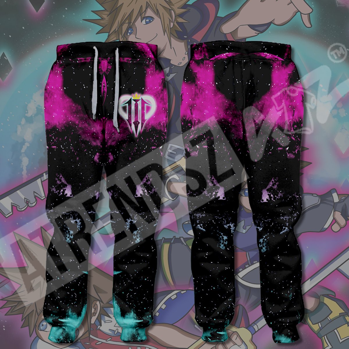  Kingdom Hearts Pants Kingdom Hearts 3 Logo Purple Black Blue Jogger