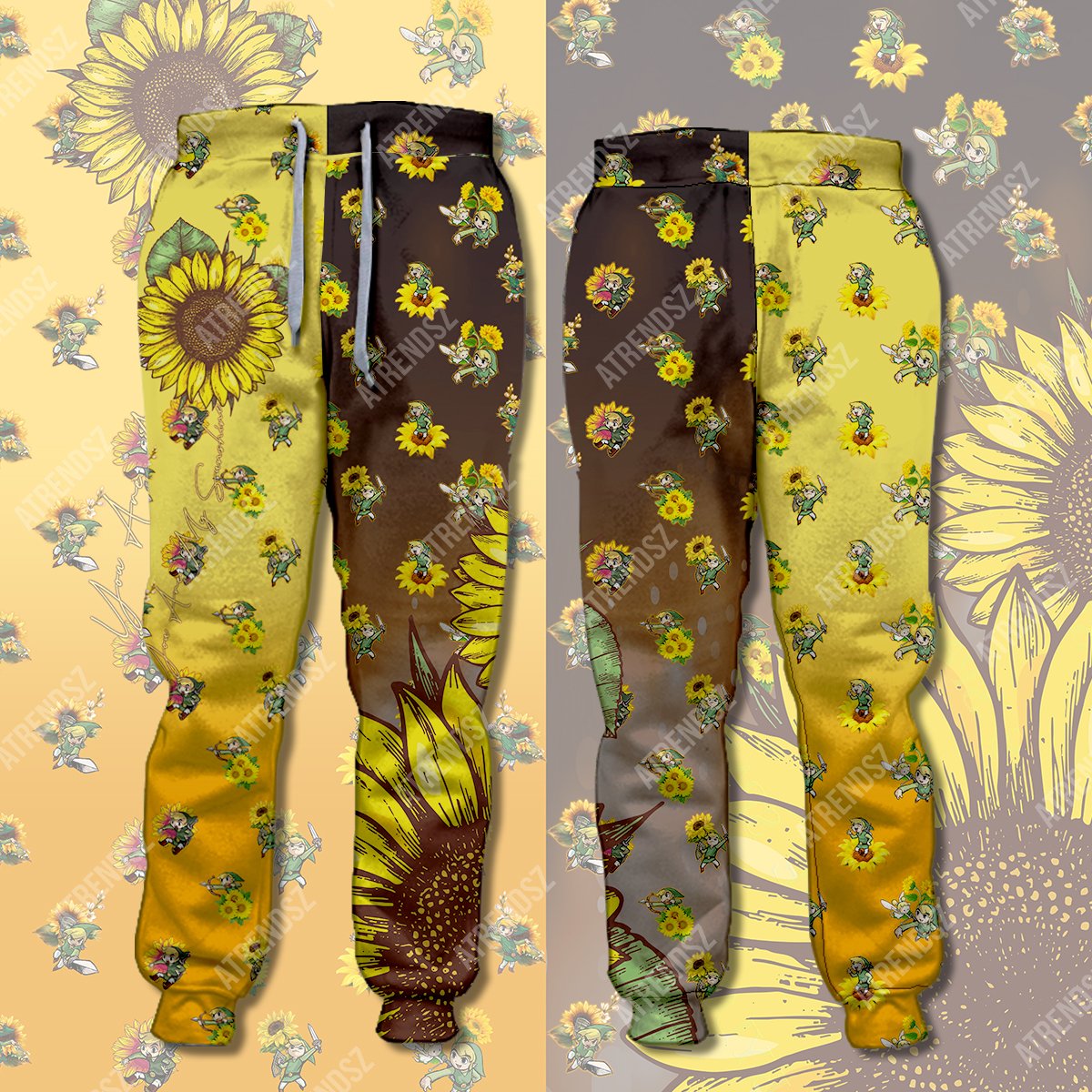 Unifinz Legend Of Zelda Link Jogger Sunflower Link Pattern Yellow Pants Legend Of Zelda Pants 2022