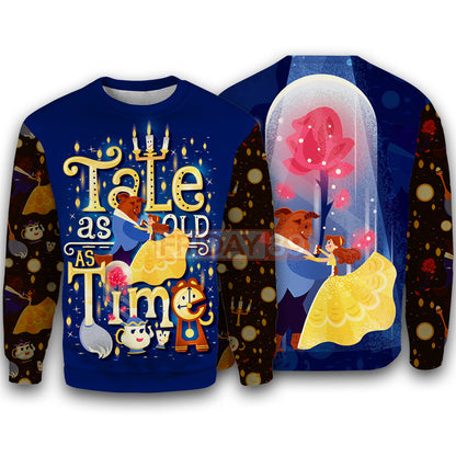 Unifinz DN T-shirt Beauty & The Beast Tale As Old As Time 3D Print T-shirt Awesome DN Beauty & The Beast Hoodie Sweater Tank 2024