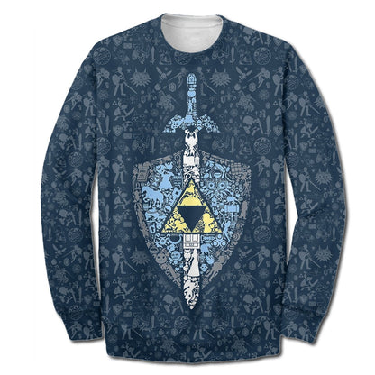 Unifinz Legend Of Zelda Shirt Shield Master Sword Dark Blue T-shirt Legend Of Zelda Hoodie Sweater Tank 2022