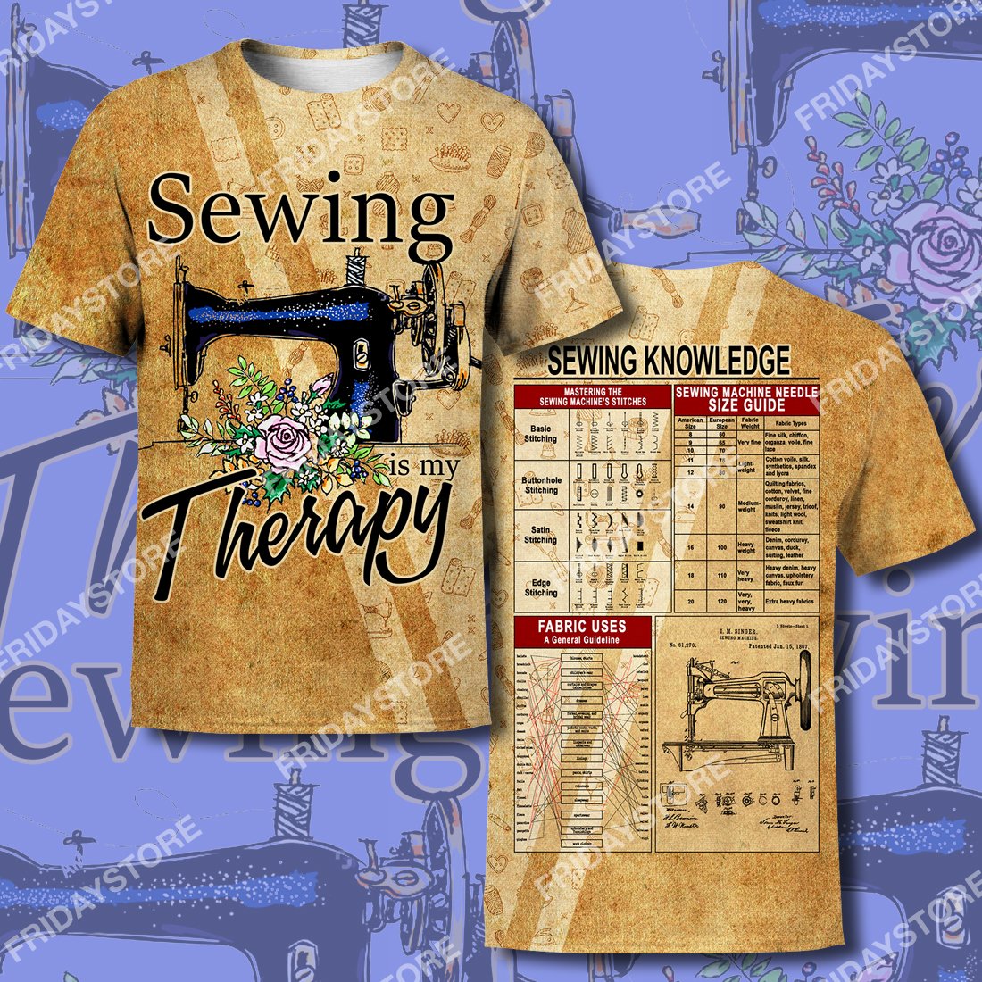 Sewing Is My Therapy All Over Print Hoodie T-shirt