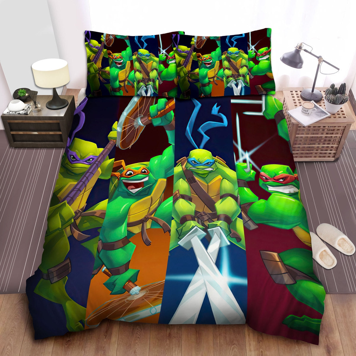 TMNT Bedding Set Ninja Turtles Members Graphic Duvet Covers Colorful U ...