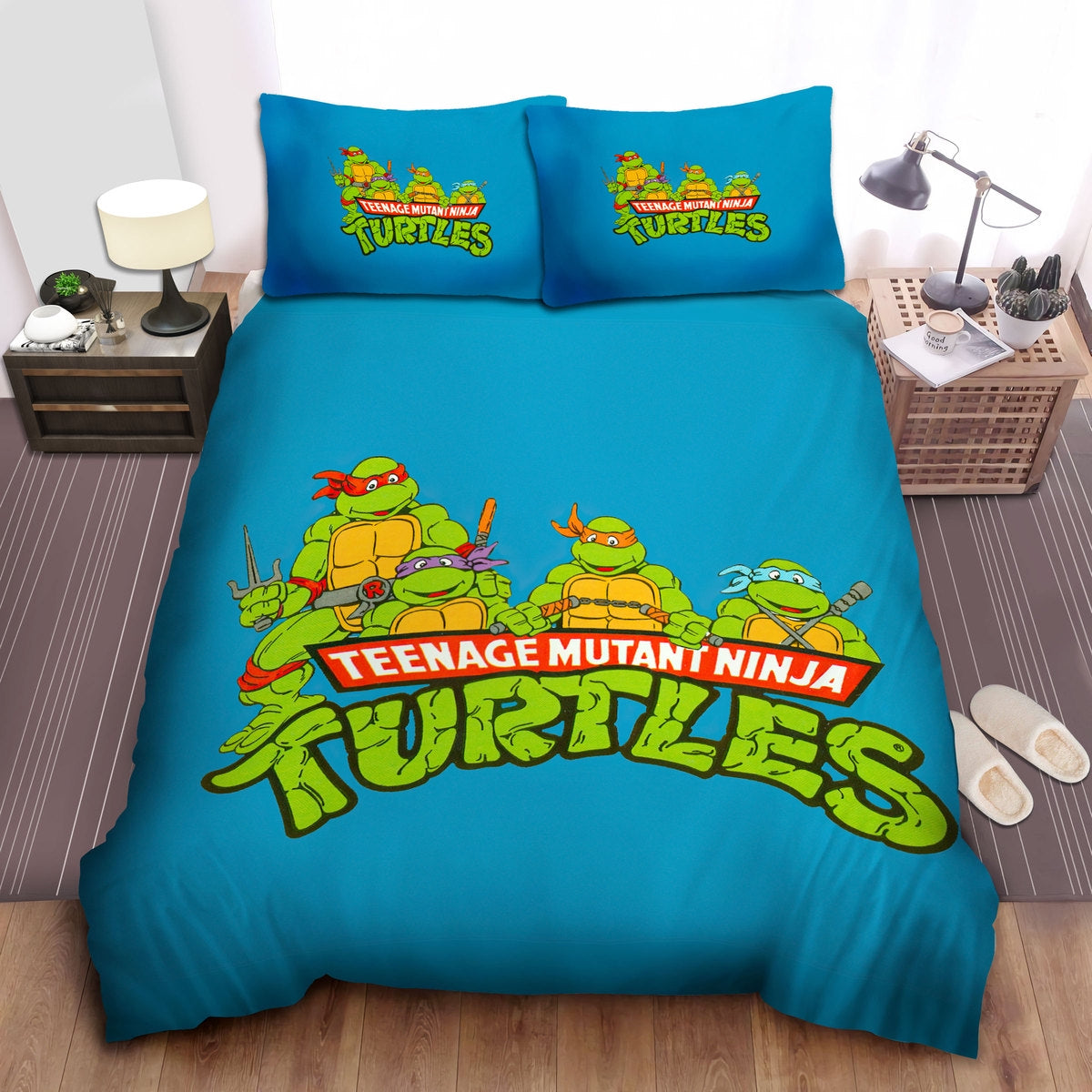 TMNT Bedding Set Ninja Turtles In Retro Poster Duvet Covers Blue Unique Gift