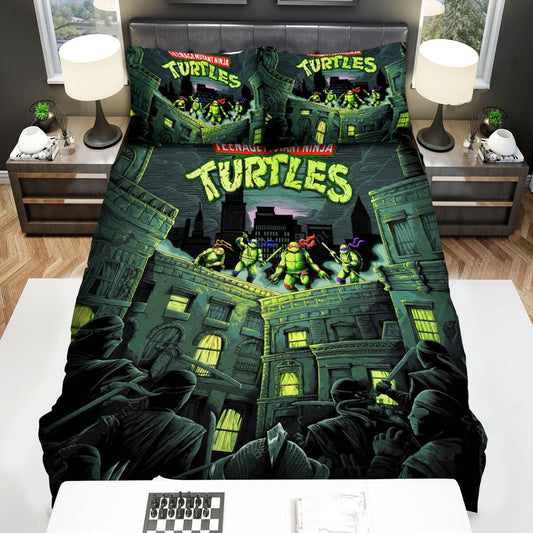 TMNT Bedding Set The Movie 1990 Poster Duvet Covers Green Unique Gift