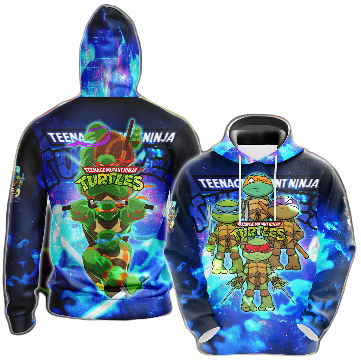 TMNT Hoodie Chibi Ninja Turtles Graphic T-shirt Blue Unisex