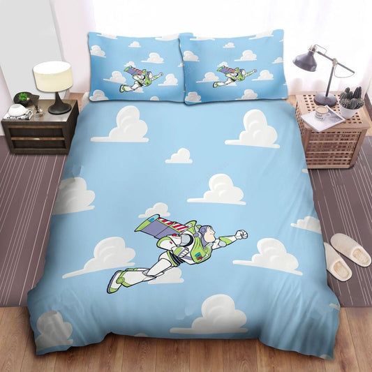 Toy Story Bedding Set DN Buzz Lightyear Flying On The Cloud Duvet Covers Blue Unique Gift