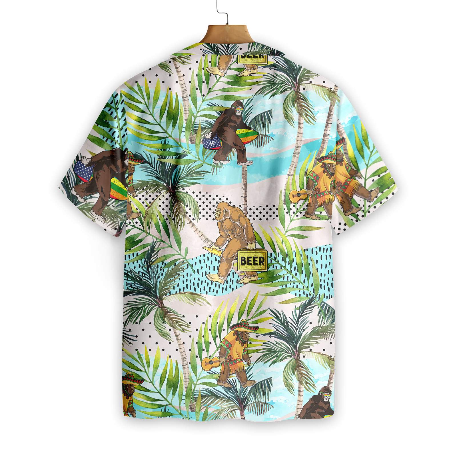 Unifinz Bigfoot Hawaiian Shirt Bigfoot Summer Vacation Palm Tree Hawaii Shirt Bigfoot Aloha Shirt 2023
