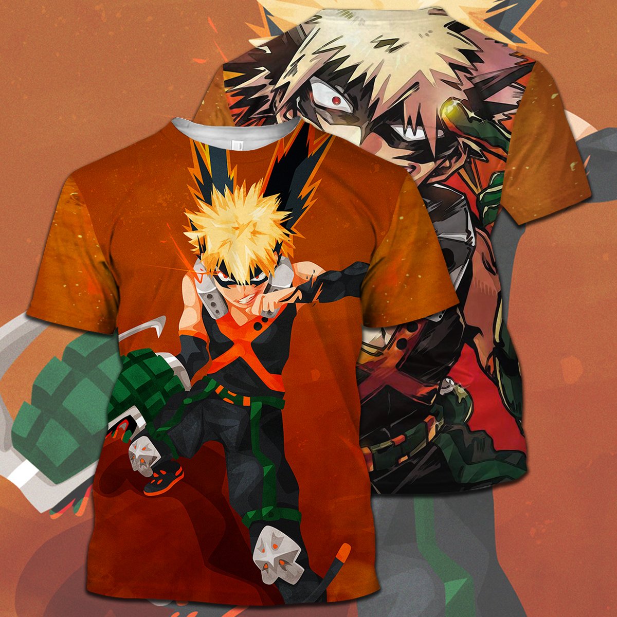  My Hero Academia T-shirt Bakugo Face Orange T-shirt Hoodie Adult Full Print