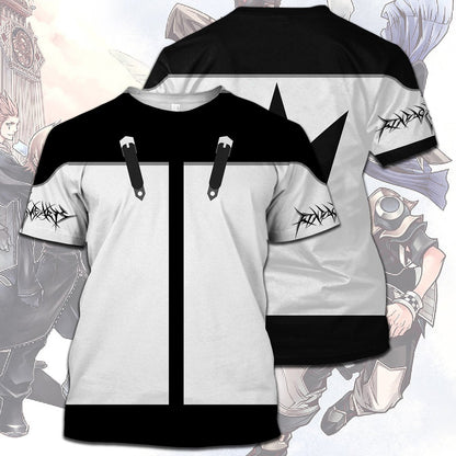  Kingdom Hearts T-shirt Kingdom Hearts Suit Costume Black White T-shirt Hoodie Adult Full Print