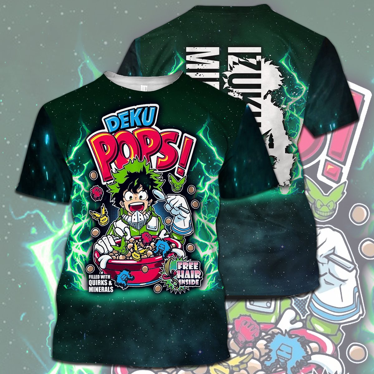  My Hero Academia T-shirt Deku Pops Midoriya Izuku Cookies Green Galaxy T-shirt Hoodie Adult Full Print