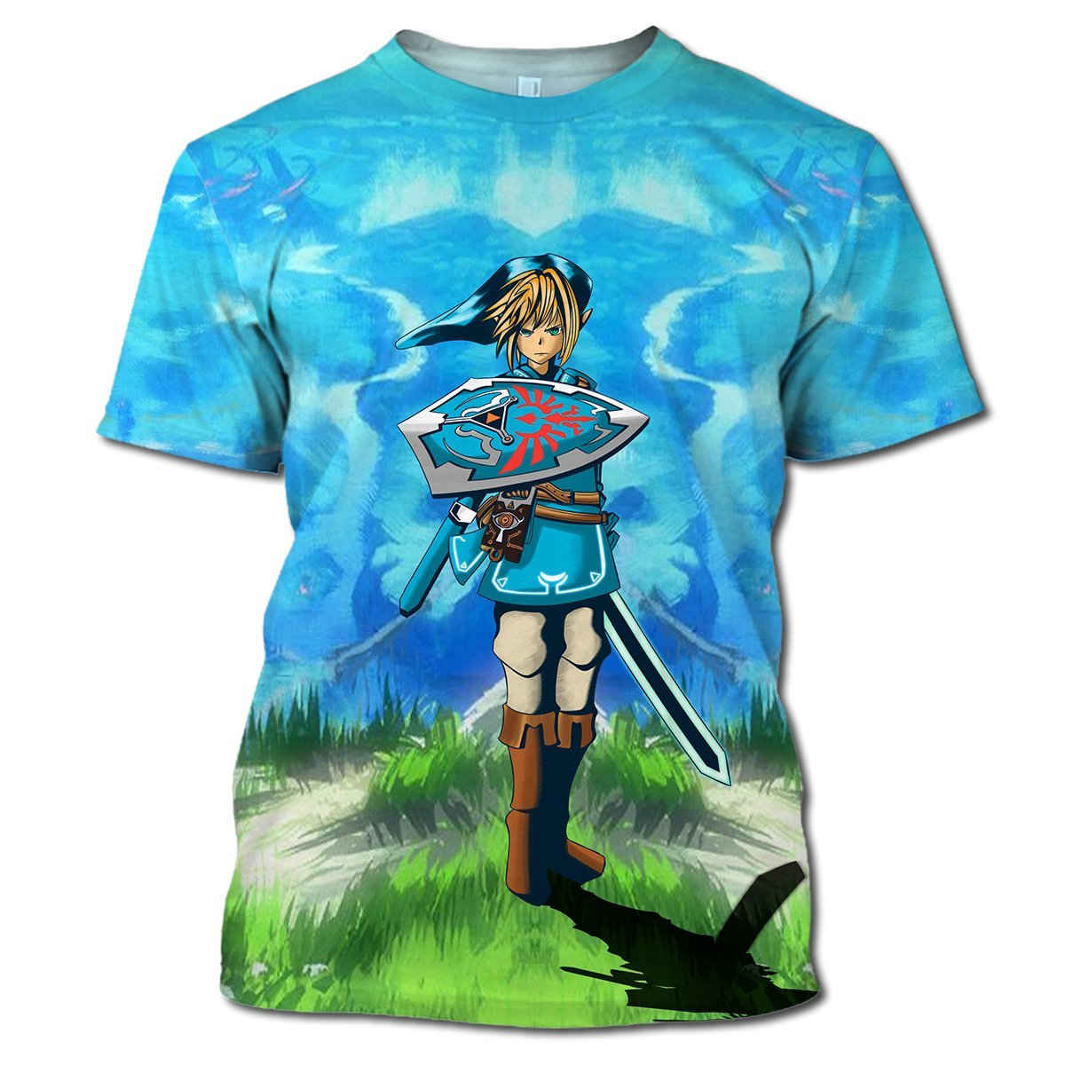 Unifinz Legend Of Zelda Shirt Link Botw Shield Blue Sky T-shirt Legend Of Zelda Hoodie 2022