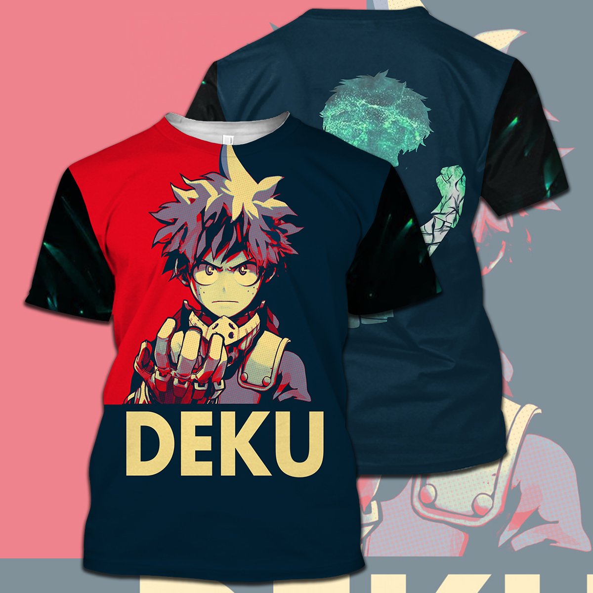  My Hero Academia T-shirt Deku Red Blue Black T-shirt Hoodie Adult Full Print Anime Fan Gift