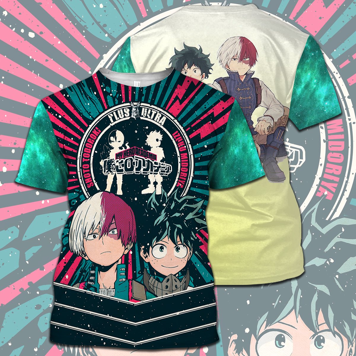  My Hero Academia T-shirt Vintage Midoriya Izuku Plus Ultra Todoroki Shouto Green T-shirt Hoodie Adult Full Print