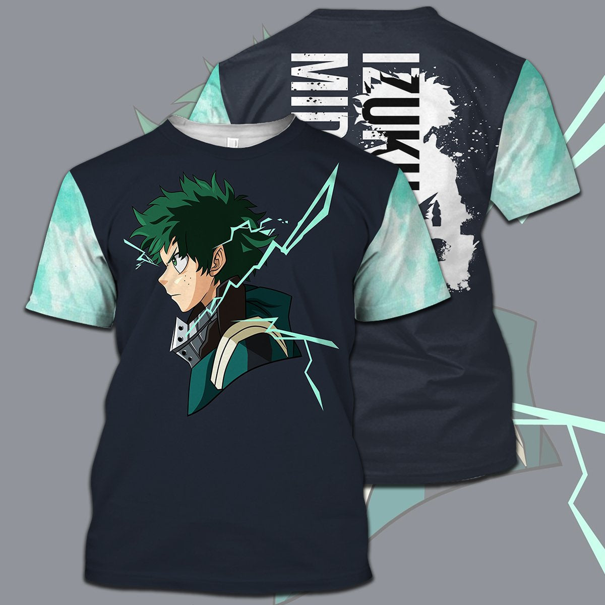  My Hero Academia T-shirt Midoriya Izuku Splatter Green Black T-shirt Hoodie Adult Full Print