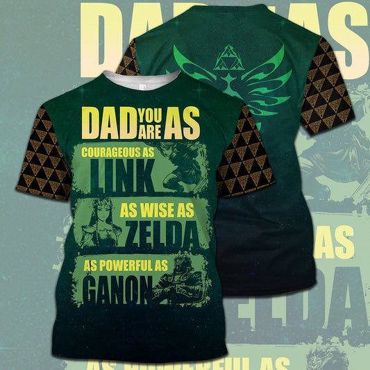 Unifinz Legend Of Zelda Father T-shirt Dad You Are As Courage As Link Wise As Zelda T-shirt Father's Day Gift Legend Of Zelda Hoodie 2022