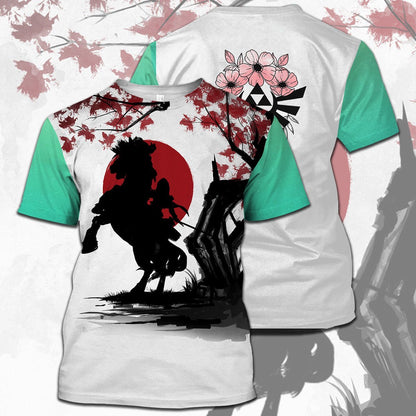 Unifinz Legend Of Zelda Shirt Link Silhouette Cherry Blossom Painting T-shirt Legend Of Zelda Hoodie 2022