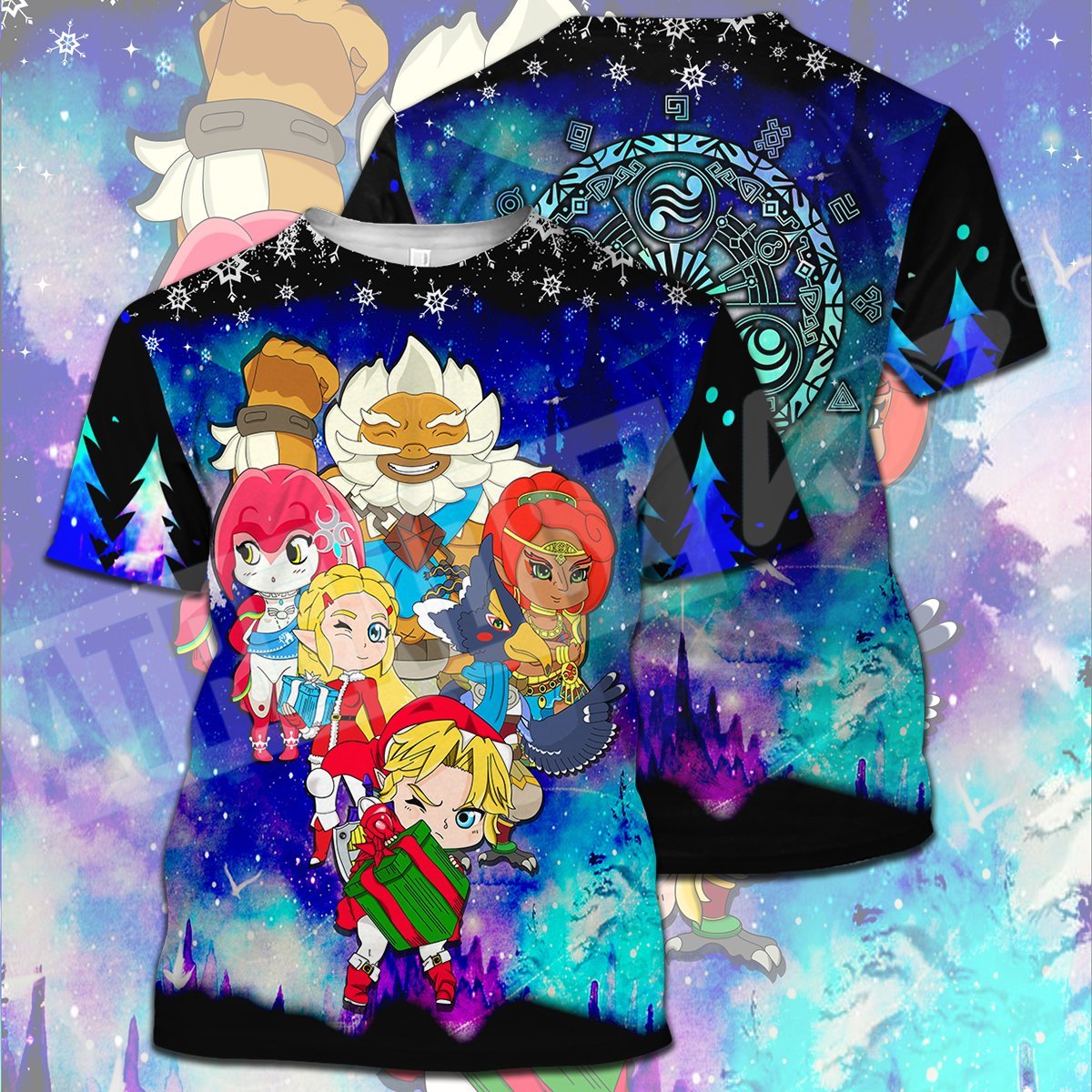 Unifinz Legend Of Zelda Christmas T-shirt LOZ Christmas Character Goddess Pearls Mandala Snowflakes T-shirt Legend Of Zelda Hoodie 2022