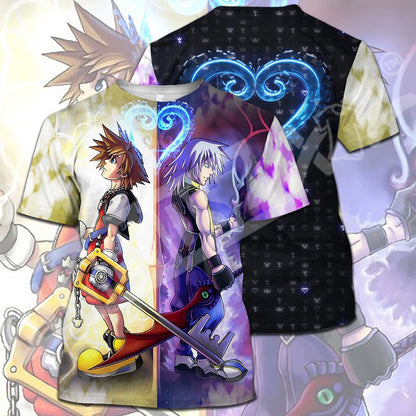  Kingdom Hearts T-shirt Sora Riku Kingdom Hearts Pattern Crystal Logo T-shirt Hoodie Adult Full Print