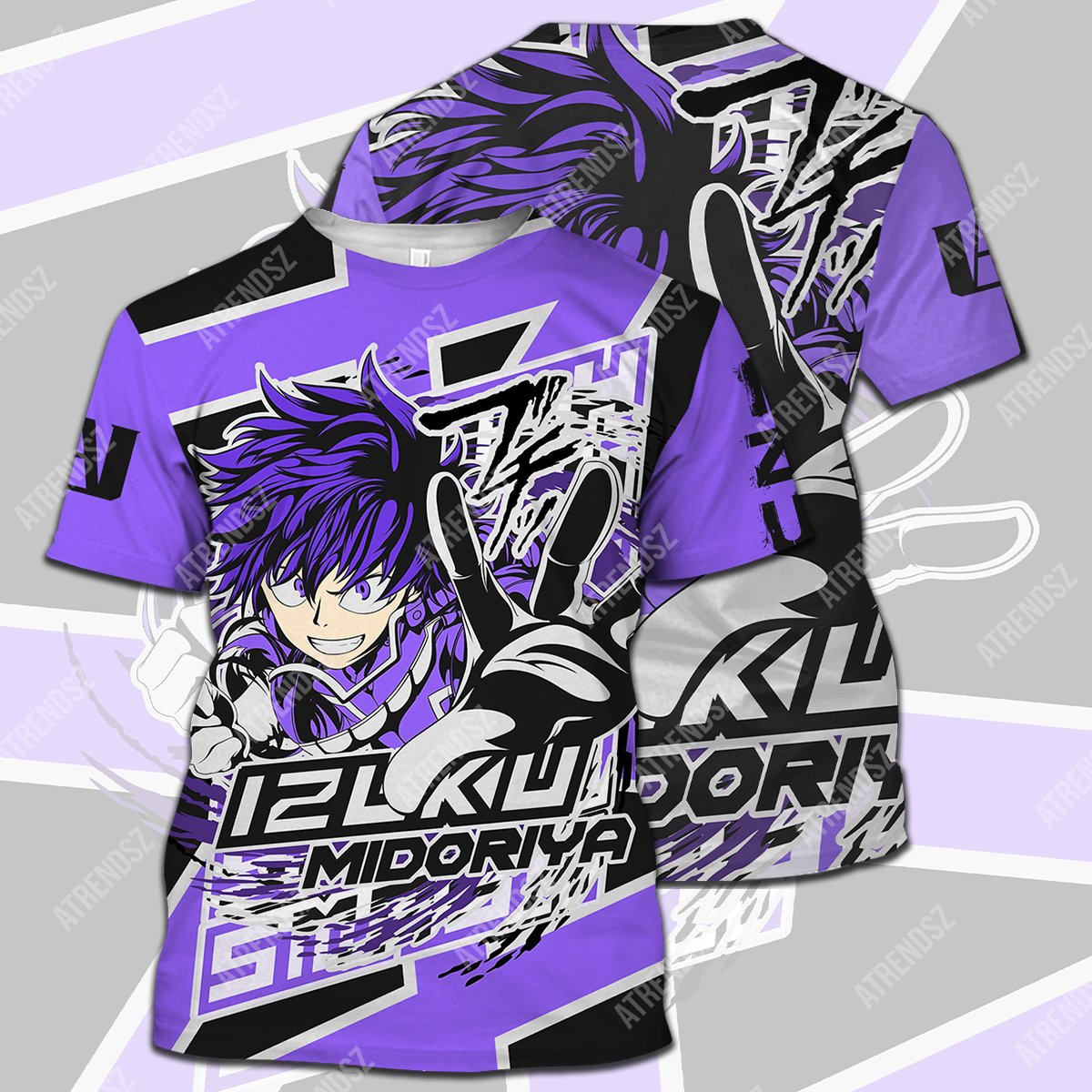  My Hero Academia T-shirt Midoriya Izuku Black Purple Boku No Hero Academia Purple Black T-shirt Hoodie Adult Full Print