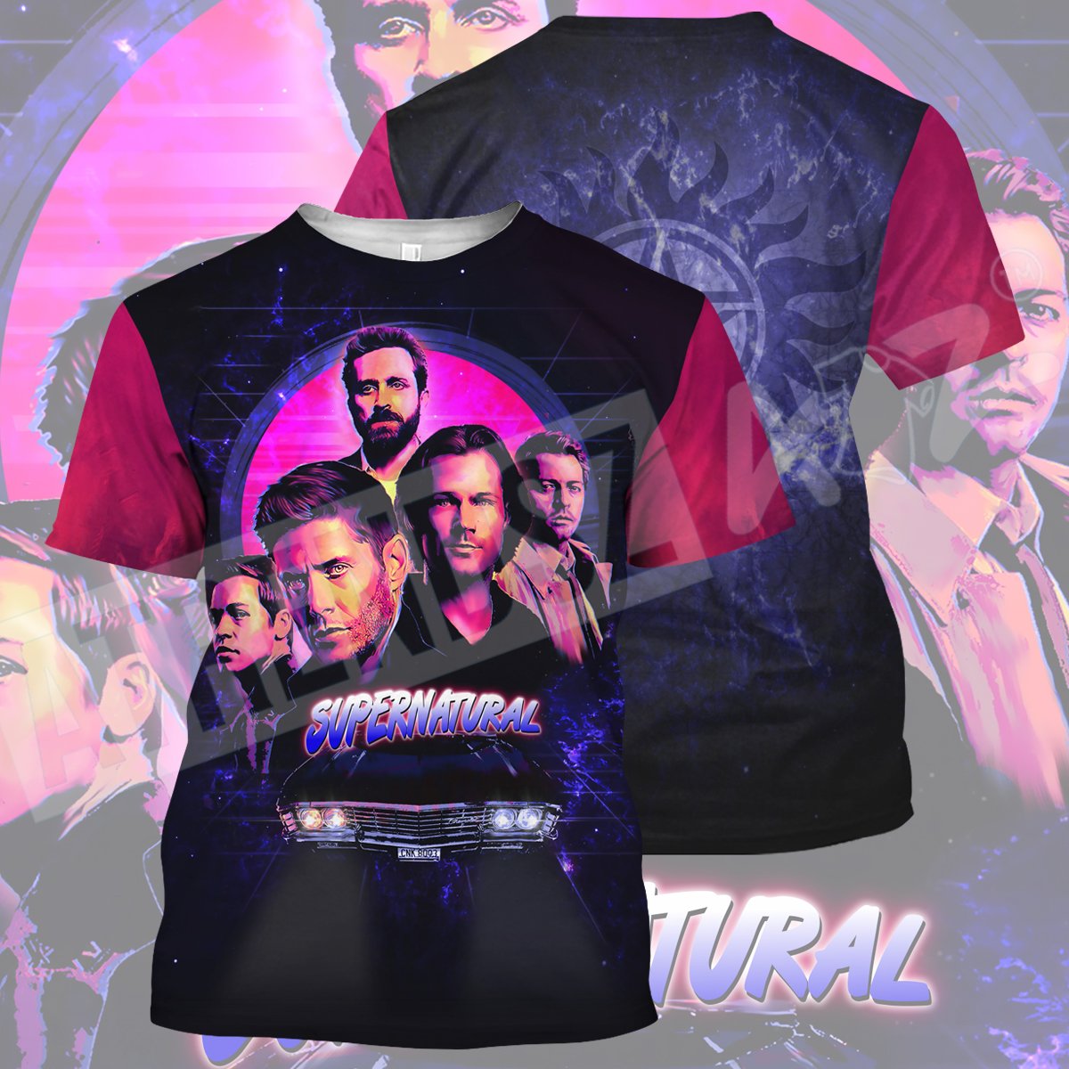  Supernatural T-shirt Supernatural Chacracters Supernatural Logo T-shirt Hoodie Adult Full Print