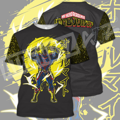  My Hero Academia T-shirt All Might Yellow Grey My Hero Academia Logo T-shirt Hoodie Adult Full Print