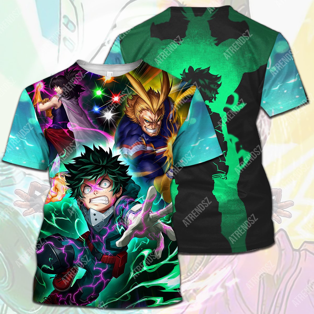  My Hero Academia T-shirt Midoriya Izuku All Might Nana Shimura Blue T-shirt Hoodie Adult Full Print