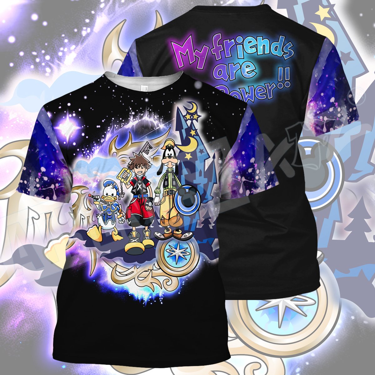  Kingdom Hearts T-shirt Sora Donald Duck Goofy My Friends Are My Power T-shirt Hoodie Adult Full Print