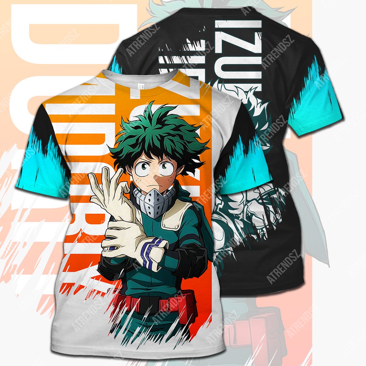  My Hero Academia T-shirt Midoriya Izuku Getting Ready Black Green T-shirt Hoodie Adult Full Print