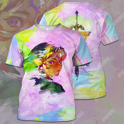 Unifinz Legend Of Zelda Shirt Watercolor Link Painting Botw Z Logo T-shirt Legend Of Zelda Hoodie 2022