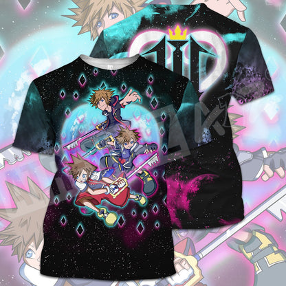  Kingdom Hearts T-shirt Sora Versions Kingdom Hearts 3 Symbol T-shirt Hoodie Adult Full Print