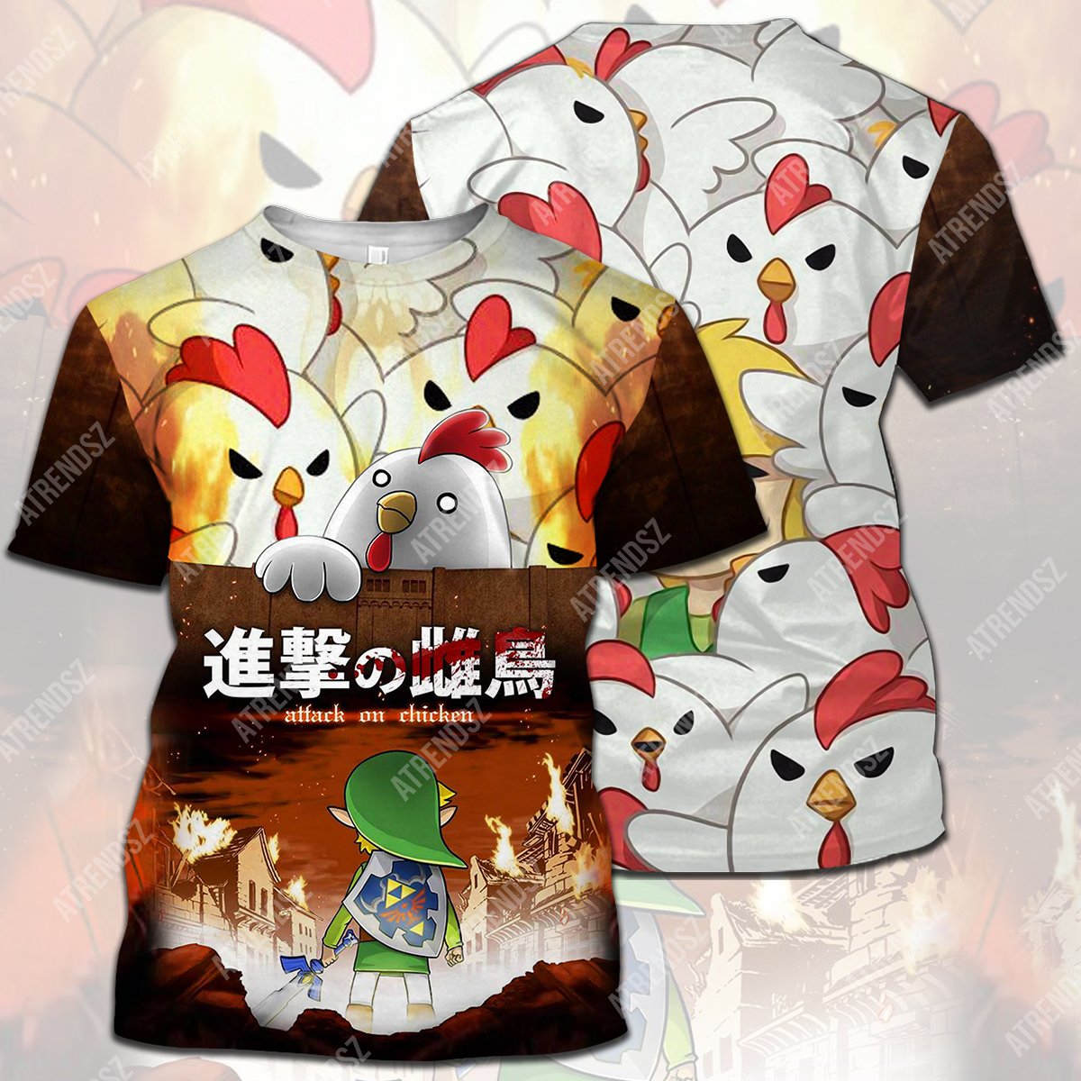 Unifinz Legend Of Zelda Chicken T-shirt Funny Link Attack On Chicken Crossover AOT T-shirt Legend Of Zelda Hoodie 2022