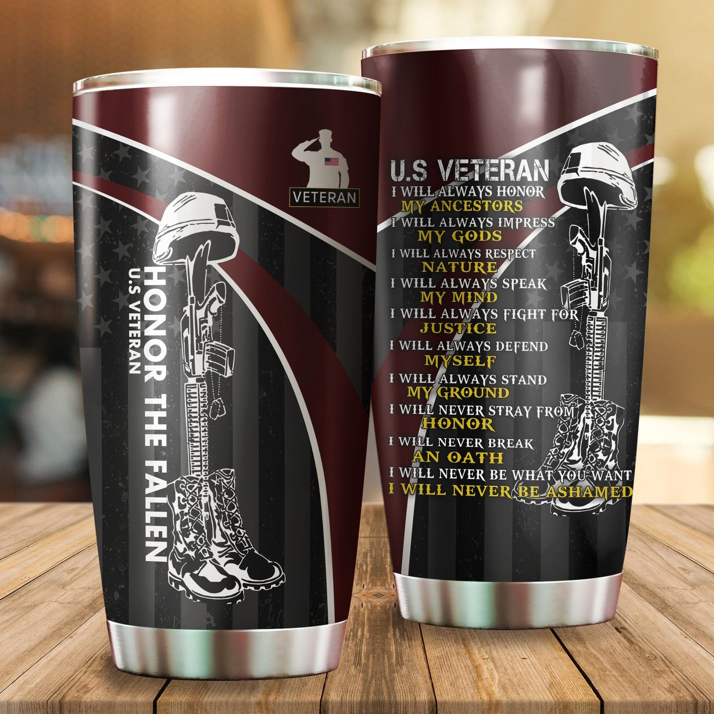 Unifinz Veteran Tumbler 20 oz Honor The Fallen Tumbler Cups I Will Always Honor Cool High Quality Tumbler Military Tumbler 2022