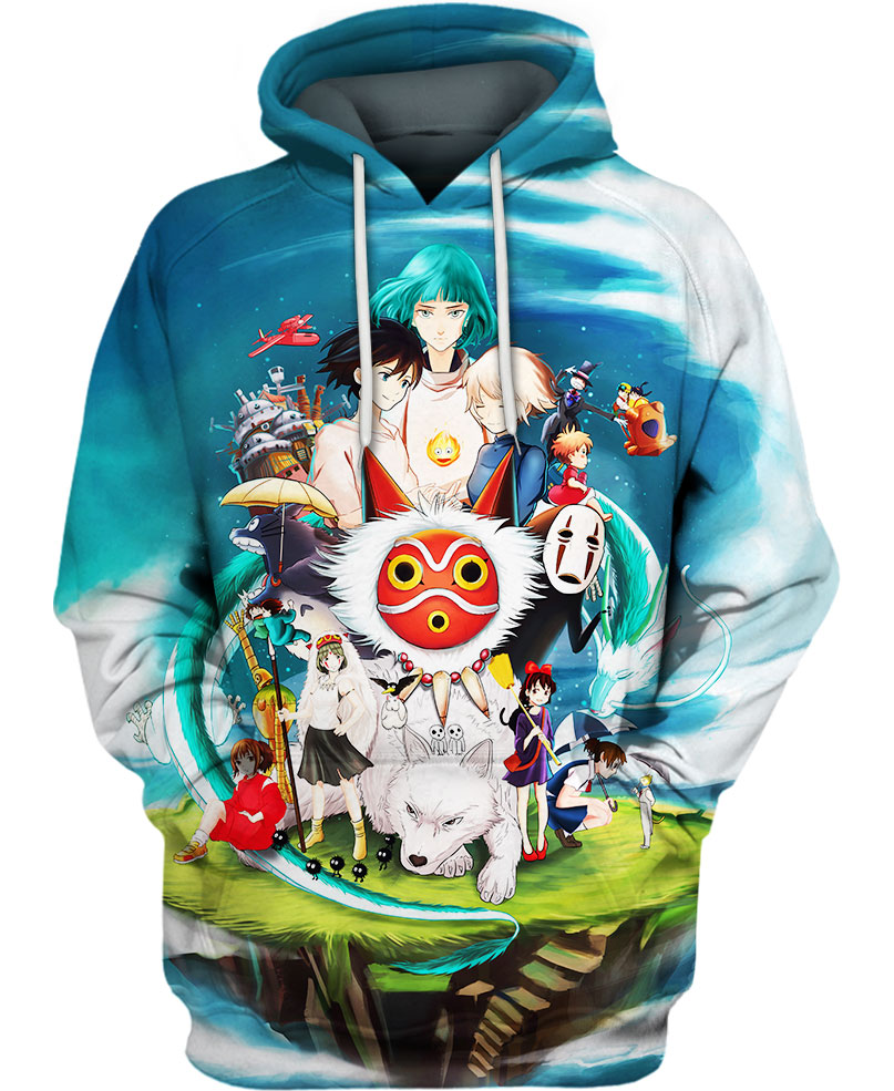 SGhibli Hoodie The Blue Sky Characters Hoodie Colorful Unisex